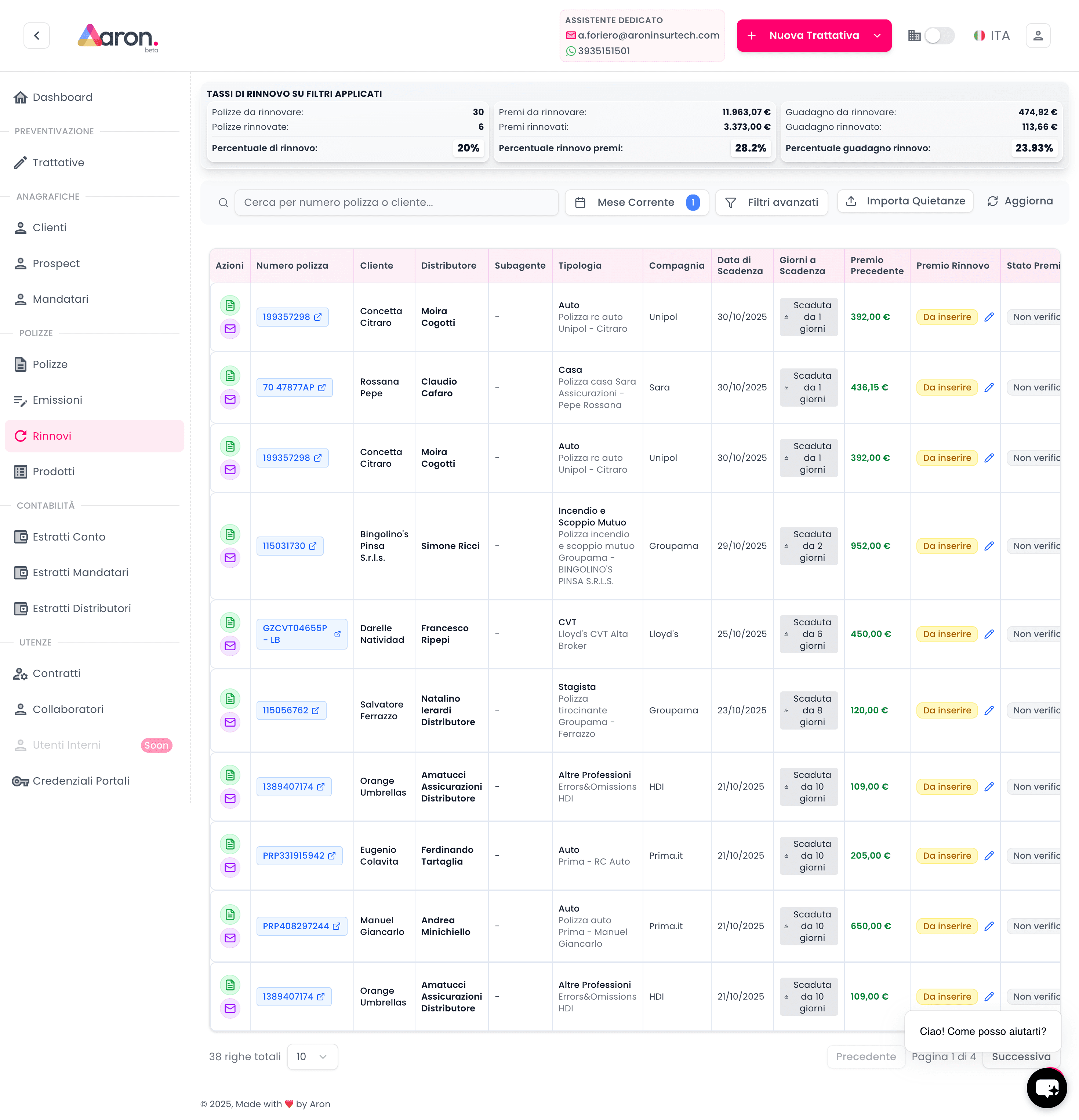 Aron Renewals Management